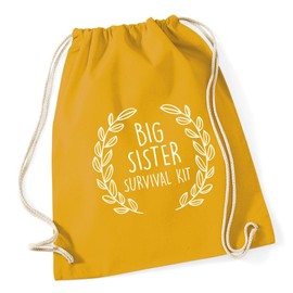 Hippowarehouse Big Sister Survival Kit Drawstring Cotton School Gym Bag 37cm x 46cm, 12 litres