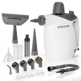 TICYACK Handheld Steam Cleaner, Steam Cleaner with 16 PCS Accessory & Safety Lock, 500ML Capacity, Multi-Surface Deep Cleaning for Home, Car, Bathroom, Grout, Floor, Window (White)
