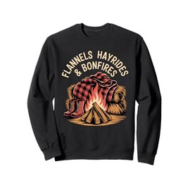 Flannels Hayrides Bonfires Fall Rustic Fall Adventure Sweatshirt