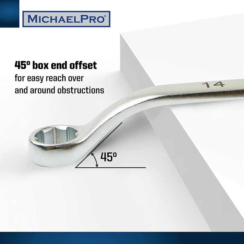 MichaelPro MP001034 5-Piece 45 Degree Anti Shedding, Double Ring Spanner