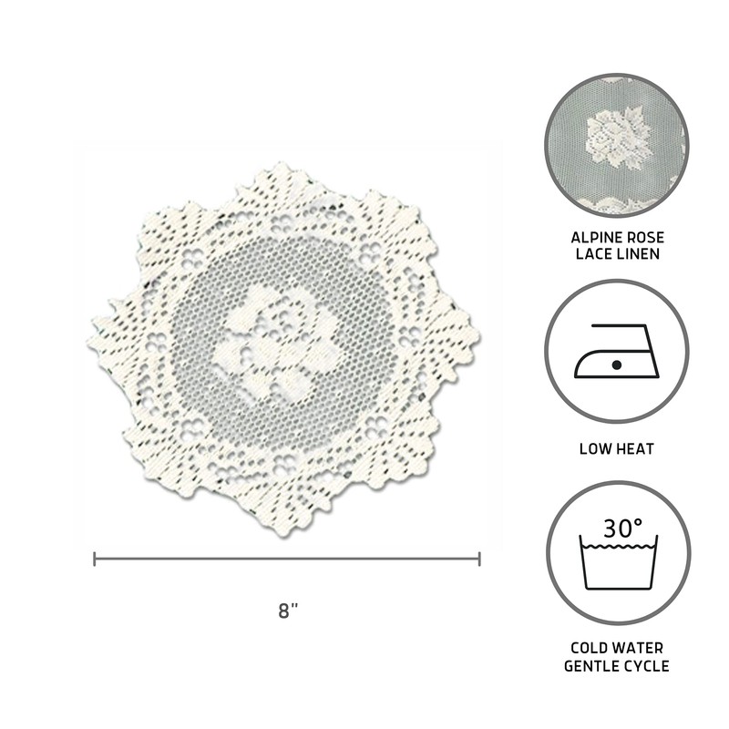 8" Alpine Rose Ecru Doily
