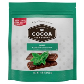 Cocoa Classics Mint Cocoa Mix, Hot Chocolate, Made with Nonfat Milk, Just Add Hot Water, Make Hot or Iced Cocoa, Gluten Free & Kosher Dairy Friendly, 14.8 oz Pouch (Pack of 1)