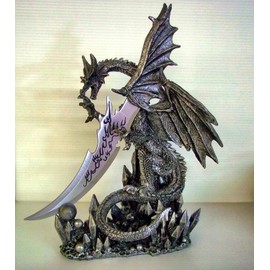 Dragon Knife Dagger Large Figurine Statue Gothic Black