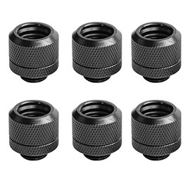 Dracaena 6 pack G1/4" thread to 3/8" ID, 1/2" OD Compression Fitting for Soft Tubing, Soft Tube Connectors for Computer Water Cooling System, Black