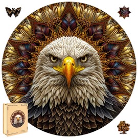 Reouinty Bald Eagle Wooden Puzzle for Adults 500 Piece, Jigsaw Puzzles for Kid, Inspiring Puzzle, Beautiful Wooden Puzzle with Box Birthday Gifts for Adults Family Game 16.5 x 16.5 in