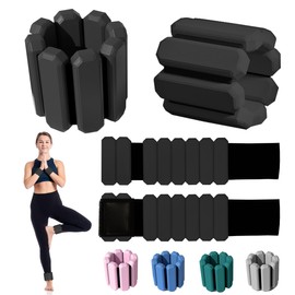 Wrist & Ankle Weights for Women Men, Adjustable Arm & Leg Weights Set of 2(1Lbs Each), Wearable Weighted Bracelet for Yoga, Pilates, Dance, Swimming, Running, Cardio, Gym Workouts (Black)