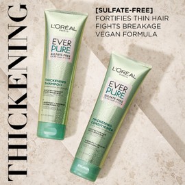L'Oreal Paris Thickening Sulfate Free Conditioner, Thickens + Strengthens Thin, Fragile Hair, Hair Care with Rosemary Leaf, EverPure, 8.5 Fl Oz (Packaging May Vary)