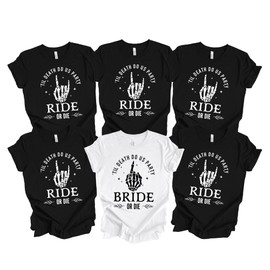 Bride or Die Ride or Die Bachelorette party shirts, Bachelorette party shirts, skeleton punk bachelorette party shirts Party in Nashville Austin Vegas (RIDE OR DIE, BLACK, SMALL)