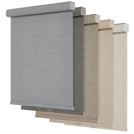 Persilux Blackout Roller Shades for Windows,Cordless,Linen Fabric,Roller Blinds,Thermal Insulated Fabric UV Protection,Window Shades for Home,Office,Bedroom,door,Blackout-grey,12" W X 48" H