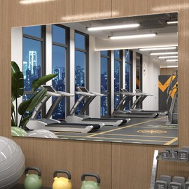 Brauthon Home Gym Mirror, 55" x 36" Frameless Bathroom Mirror, Large Tempered Glass Mirror Workout Mirror for Home Gym, Yoga Studio, Bedroom, Dancing Studio, Dressing Room