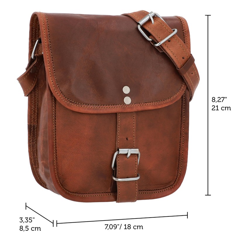 Gusti Sabina Women's Shoulder Bag Small Vintage Brown Leather, brown