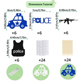 Police Cupcake Topper,Police Theme Birthday Party Decorations,Police Officer Academy Graduation Party Decor,Congrats Policemen Happy Birthd*y Retirement Party Supplies 24 PCS