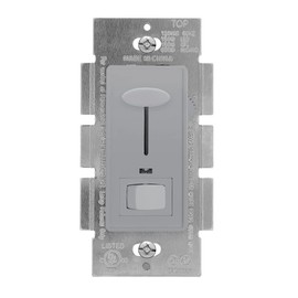 Maxxima Dimmer Electrical Light Switch - Featuring Blue Indicator Light, LED Compatible, 3-Way/Single Pole Use, 600 Watt Max, Dimmable Lamp and Lighting Control, Wall Plate Included - Gray