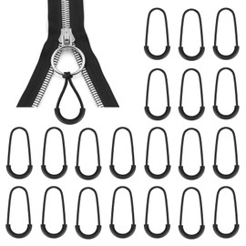 20 PCS Heavy Duty Nylon U Shape Zipper Pulls – Black Cord Zipper Tags & Extension Replacement for Backpacks, Luggage, Jackets, Purses, Handbags, Travel Cases, Clothes & Accessories