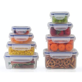Popit! 8 Clear Food Storage Containers Set, Microwave and Freezer Safe, Little Big Box
