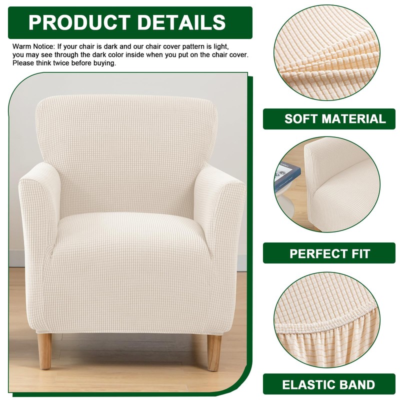 CRFATOP Stretch Mid Century Modern Armchair Slipcover 1-Piece Solid Accent