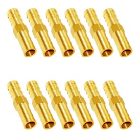 JoyTube Brass Hose Barb Fitting Metals Splicer Mender, 5/16" Barb Hose Union Fuel Gas Water Air (Pack of 12)