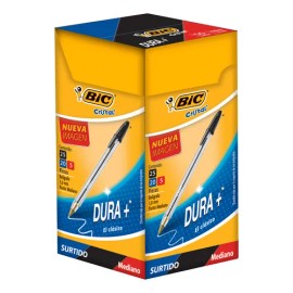 Pluma Lapicero Bic Cristal Dura+ Punto Mediano 1 Mm Caja 50 Piezas