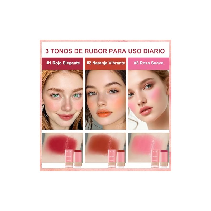 Rubor Multifuncional en Crema con Esponja Incorporada, 3 en 1