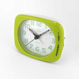 MPM Quality Design Plastic Alarm Clock, Yellow, Modern, Analogue, Ascending Alarm, Snooze, Snooze, Snooze, LED Night Light, Table Decoration for Home, Living Room, Bedroom, Office