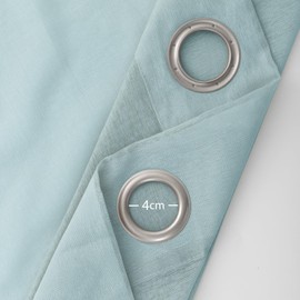 TOPICK Curtains with Eyelets Living Room Curtain Curtains Bedroom Curtains Living Room H 260 x W 140 cm, Transparent Linen Look Overcurtains Sky Blue Window Curtain Eyelet Curtain Set of 2