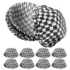 DEARMAMY Racing Flag Cupcake Cases - 100 Pieces Black and