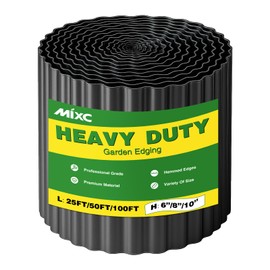 MIXC Corrugated Metal Garden Edging, Landscape Border for Lawn, Flower Bed & Paver (Black, 8 Inch × 25FT)