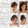 4 Pcs Rhinestone Headbands for Women Silver Bridal Wedding Hair