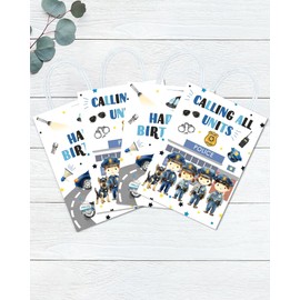 16 pcs Police Party Favor Bags - Police Birthday Party Decorations for Police Motorcycle Car Man Party - Police Goodie Bags, Cool Police Decorations for Kids Party
