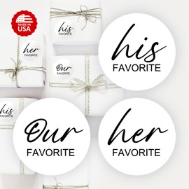 126 His Her Our Favorite Stickers (42 Each) 1 Inch Big Round Glossy Labels, Wedding, Bridal Shower Favor Labels, Great for Gift Bags, Envelope Seal, Boxes, Tags, Bride and Groom Supplies. Made in USA