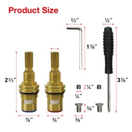 Brass 1-001 and Brass 1-002 Ceramic Valve Set Ceramic Valve Cartridge Faucet Cartridge Replacement Compatible with Cold Widespread Cartridge and Hot Widespread Cartridge