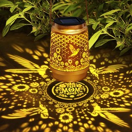 Solar Lanterns Outdoor Waterproof with Shepherd Hook,Hummingbird Garden Decor Birthday Gifts for Women Mom,Hanging Solar Lights Outside Decoration,Metal Bird Decorative for Yard,Patio,Porch,Lawn,Table