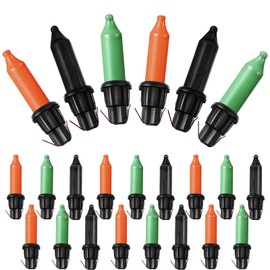 60Count 2.5V Christmas 50/100/150/200 Count Mini Incandescent Wire String Lights Replacement Bulbs Indoor/Outdoor Christmas Lights Decor for Home Xmas Tree (Black Base with Orange, Green, Black Bulb)