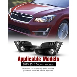 AUTOWIKI Fog Lights For 2015-2016 Subaru Impreza Fog Light Assembly 2PCS OEM Replacement Fog Lamps (Switch and Wiring Kit Included)