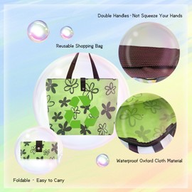 WisePoint Reusable Shopping Bags, Oxford Foldable Shopping Bag Grocery Tote Bags, Lightweight Tote Bag with Zipper (green)