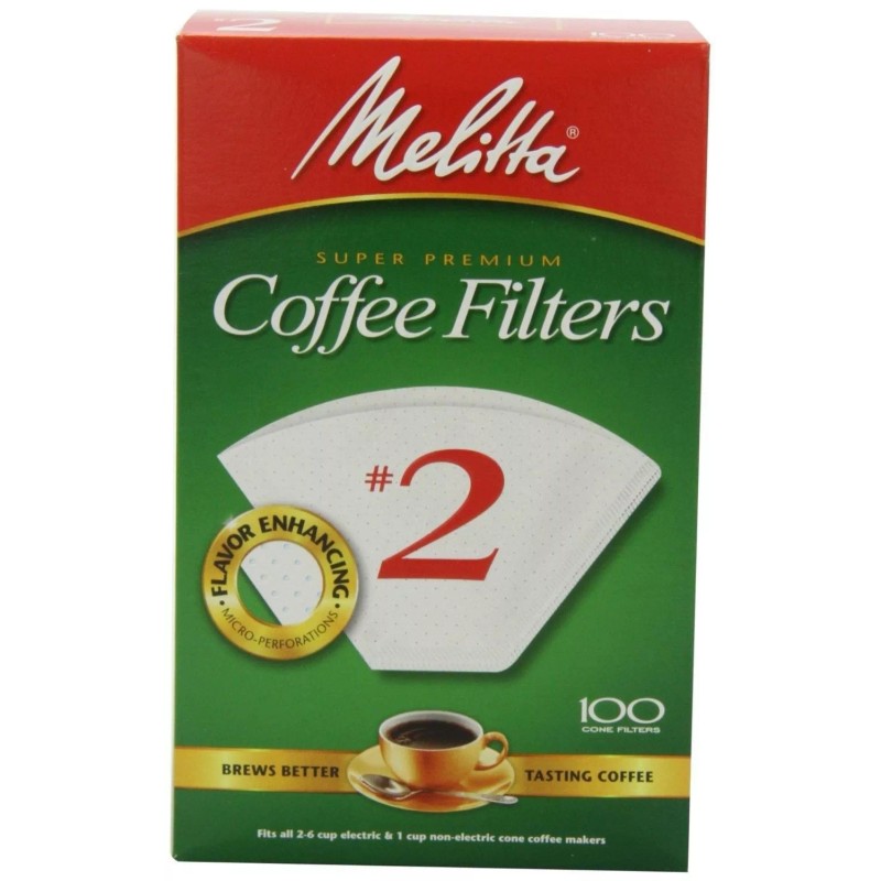Melitta Super Premium #2 Cone Paper Filters White, 100 Count