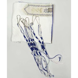 Cyprinus Carpio Jewish Traditional Tzitzits Set for Pants/Jeans Tzitzits Tassels Prayer Shawl Accessories Blue and White Home Decor Tassels with Hanging Hooks for Hebrew Men or Women