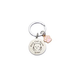 Kinsynko Pet Mom Gifts Funny Best Cat Mom Ever Keychain Pet Mom Memorial Jewelry Gifts for Christmas Mother's Day Cat Lover Family Friend