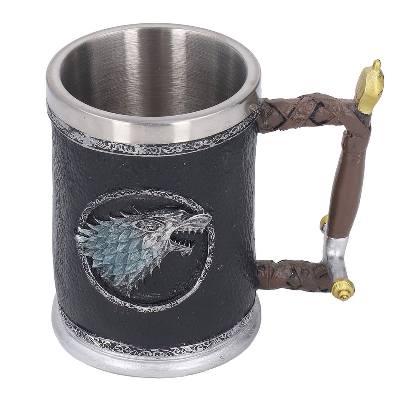 Stainless Steel Liner Mug Resin Decorative Hand Painted Beer Cup