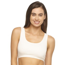 Felina Organic Cotton Bralette for Women, Super Soft & Dyed with Plant-Based Dyes (Large, Cloud)- Wirefree Cotton Bra Top