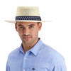 Dockers Men's Straw Fedora Hat, Tan/Navy, S/M