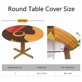 Guxxuil African Girl Round Table Cloth Cover Woman in Profile with Earrings Yellow Tablecloth for Indoor Outdoor Picnic Party Fit for 40"-44" Round Tables
