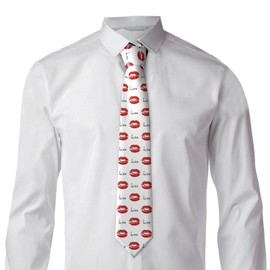 FUNCOOLCY Red Lips Kisses Tie For Men - Novelty Fashion Fun Full Print Skinny Necktie