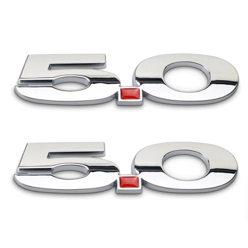 Performance 2 Silver 5.0 Emblem Mustang GT Right Left Fender