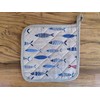 Pair of Quilted Pot Holders 100% Cotton Colourful Fish Design