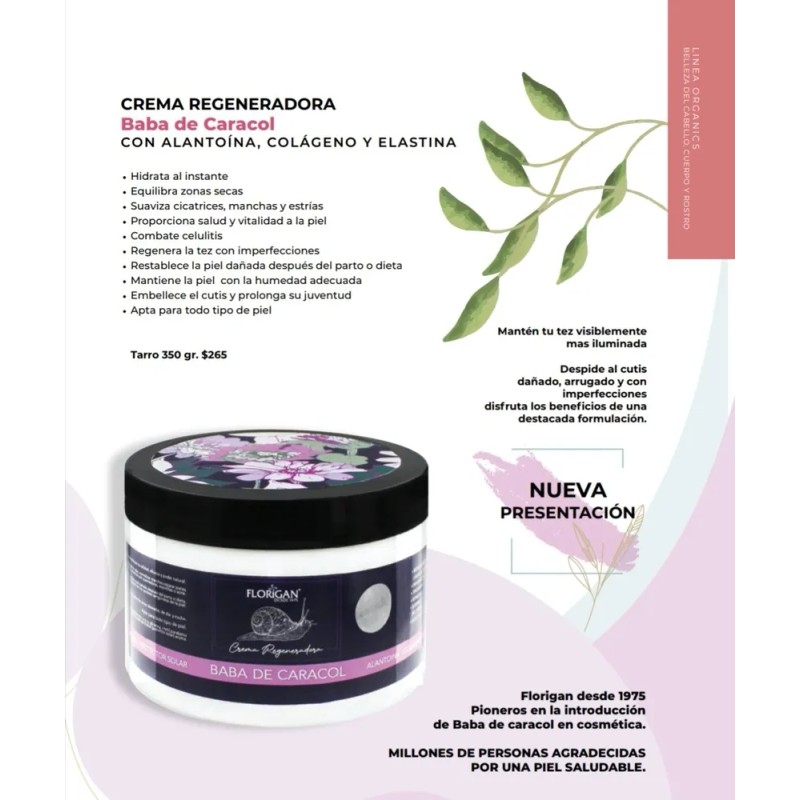 Crema Regeneradora Baba De Caracol Con Cólageno Florigan Normal