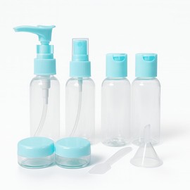 Empty Travel Bottles Refillable Toiletry Liquid Container Set Leakproof Transparent Travel Bottle with Clear Bag for Tint Lotion Shampoo Conditioner Suntan Oil Shower Gel Makeup Accessories (8pcs)