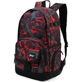 School Backpack Travel Bag for Men & Women Lightweight College Back Pack with Laptop Compartmen - Color: Graffiti Red