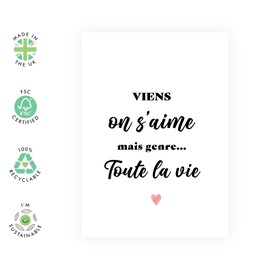 Central 23 Carte d'anniversary douce pour femme - VIENS ON Š'AIME - Carte de Saint Valentin pour homme - Pour mariage - Carte d'amour - Livré with autocollants - Par