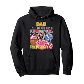 Dad of the Birthday Girl Candyland Colorful Lollipop Party Pullover Hoodie